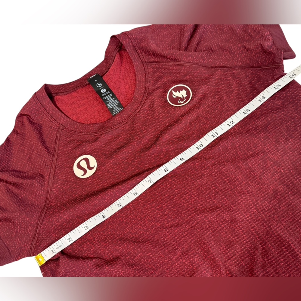Lululemon 🇨🇦 Team Canada Swiftly Tech Short Sleeve 2.0 Maroon Burgundy Women's 8 - Picture 9 of 13